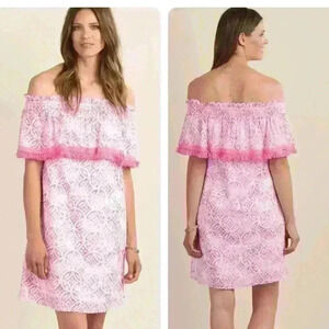 Hatley Women's  Olivia Dress Etched Mandala in Pink and White Boho Short Size XL